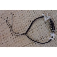 Bracelet  noir perles blanches