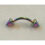 Piercing arcade incurvé 2 pointes rainbow