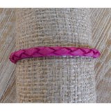 Bracelet rond cuir tressé rose