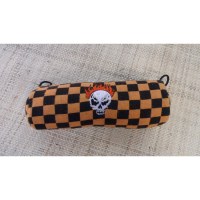 Trousse tête de mort à damier orange