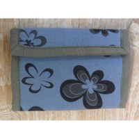 Portefeuille gris bleu à fleurs