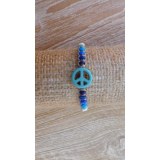 Bracelet  macramé peace and love bleu/gris