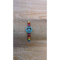 Bracelet  macramé peace and love bleu/marron