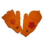 Mitaine moufle fleur orange