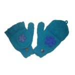 Mitaine moufle fleur turquoise