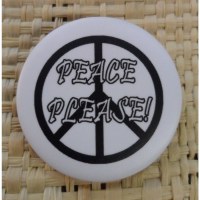 Badge peace please blanc