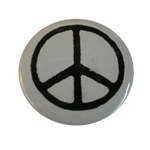 Badge Peace and Love Noir sur fond blanc