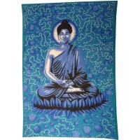 Tenture bulles Bouddha zen bleu