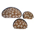 Set de trois porte monnaie demi-lune Marron motif fleuri