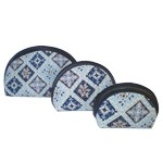 Set de trois porte monnaie demi-lune Bleu flocon doré