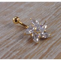 Piercing nombril plaqué or & strass virevent