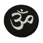 Patch rond Om blanc sur noir