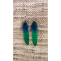 Boucles d'oreilles plume verte
