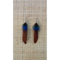Boucles d'oreilles plume marron