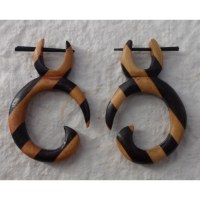 Boucles d'oreilles  bois O rayé