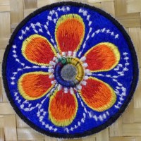 Patch fleur fond bleu