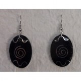 Pendants d'oreilles ovales spirale argentée