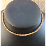 Collier ras de cou beige/orange