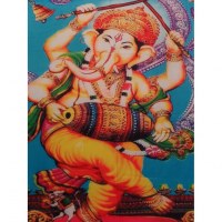 Petite tenture bleue Ganesh et son tambourin