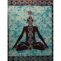 Tenture maxi bleue Bouddha 7 chakras 