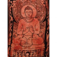Mini tenture orange Bouddha dharmacakra-mudrā