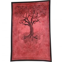 Tenture rouge arbre de vie celtique 