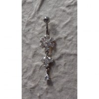 Piercing nombril argent & strass fleur