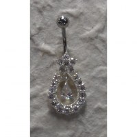 Piercing nombril argent & strass goutte