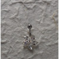 Piercing nombril argent & strass tourniquet