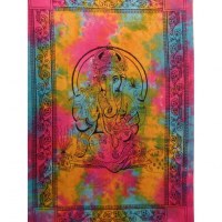 Tenture multicolre Ganesh et son rat