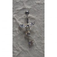Piercing nombril argent & strass S ailé