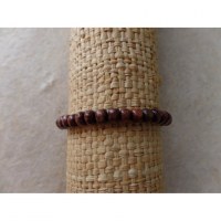 Bracelet élastique perles en bois marron
