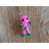 Petit porte-clés poupée Flora rose