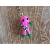 Petit porte-clés poupée Flora rose