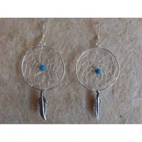 Boucles d'oreilles dreamcatcher perle bleue