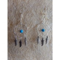 Boucles d'oreilles dreamcatcher perle bleue