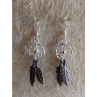 Petites boucles d'oreilles dreamcatcher perle grise