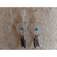 Boucles d'oreilles dreamcatcher perle bleue