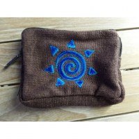 Porte monnaie marron spirale bleue