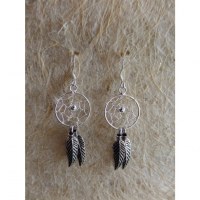 Boucles d'oreilles dreamcatcher perle grise