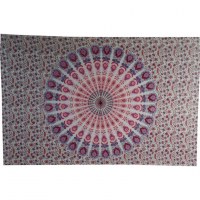 Tenture éventail floral blanc/rose