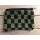 Porte monnaie plat damier vert/noir