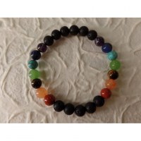 Bracelet mala 7 chakras et pierres de lave