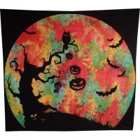 Grande tenture colors hibou halloween