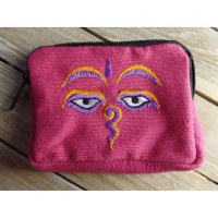Porte monnaie rose les yeux de Bouddha orange/mauve