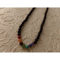 Mala perles 7 chakras pompon rouge