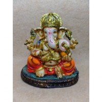 Ganesh coloré abhayamudrâ et son rat