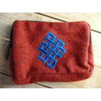 Porte monnaie rouge noeud infini bleu