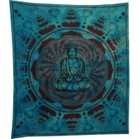 Grande tenture Bouddha lotus bleu