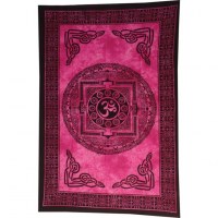 Tenture mandala Aum noir/rose